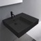 Black Ceramic Wall Mounted or Vessel Sink With Counter Space